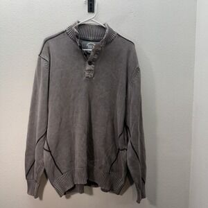 BKE Henley Sweater Men's XL Tan Knit‎ Athletic Fit Mock-Neck Ribbed Outdoors